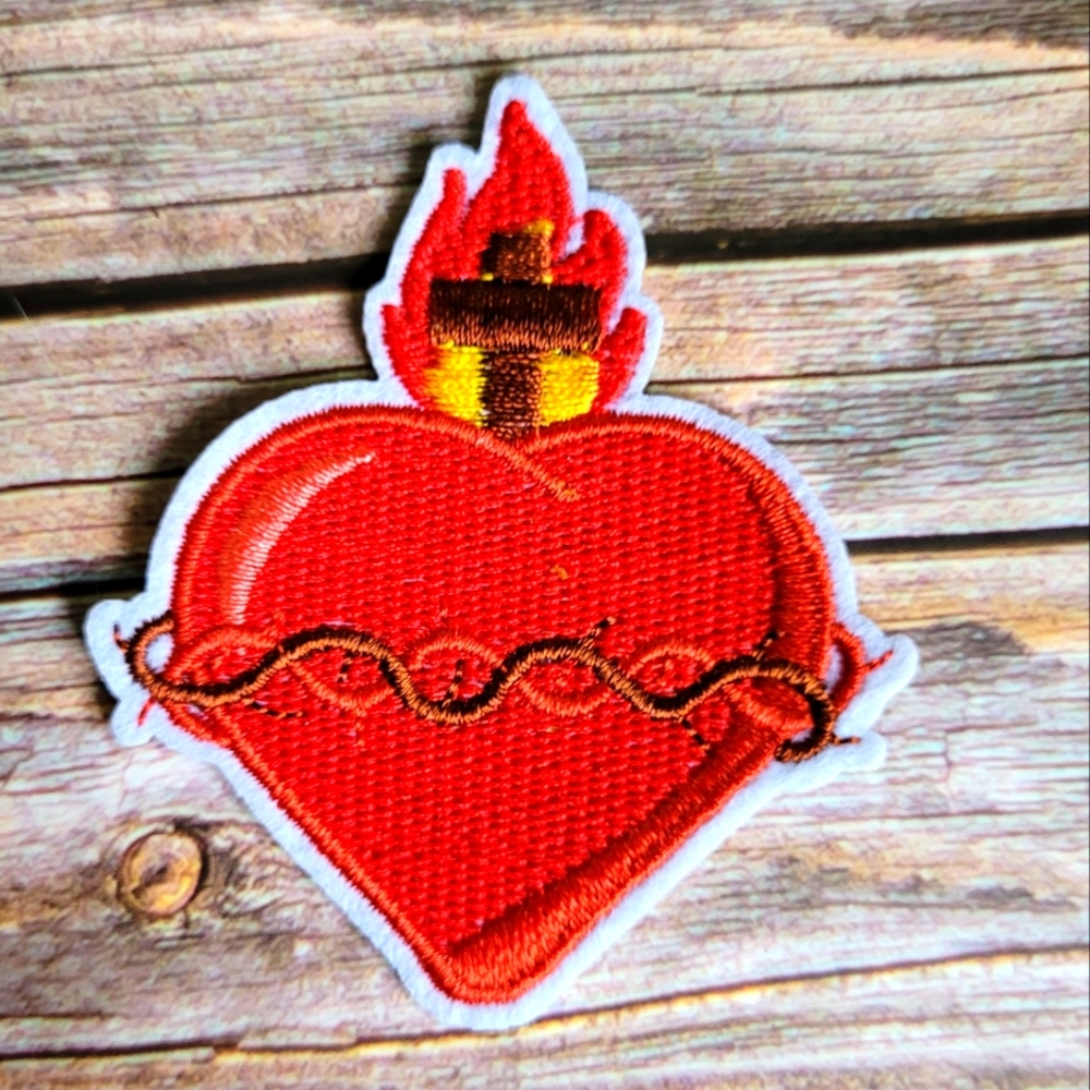 Sacred Heart Christian Catholic Jesus God 90'S Embroidered Iron on Patch